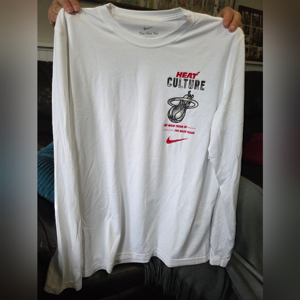Nike White Long Sleeve Miami Heat